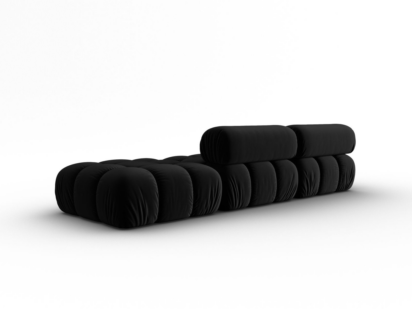 Cosmopolitan Design venstrevendt fløyelsmodulsofa, "Cortina", 4-seter, 282 × 94 × 70 cm, Bluvel, svarte plastben