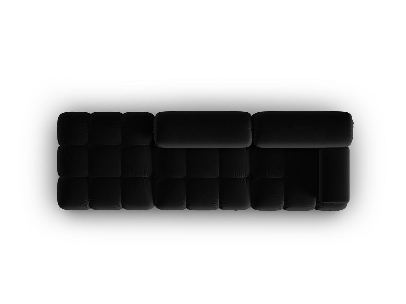 Cosmopolitan Design venstrevendt fløyelsmodulsofa, "Cortina", 4-seter, 282 × 94 × 70 cm, Bluvel, svarte plastben
