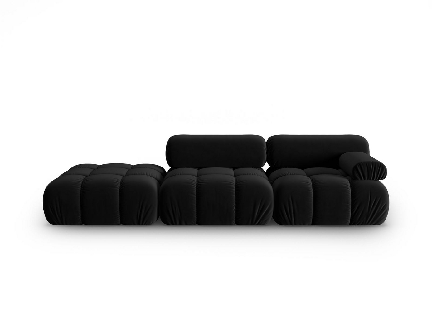 Cosmopolitan Design venstrevendt fløyelsmodulsofa, "Cortina", 4-seter, 282 × 94 × 70 cm, Bluvel, svarte plastben