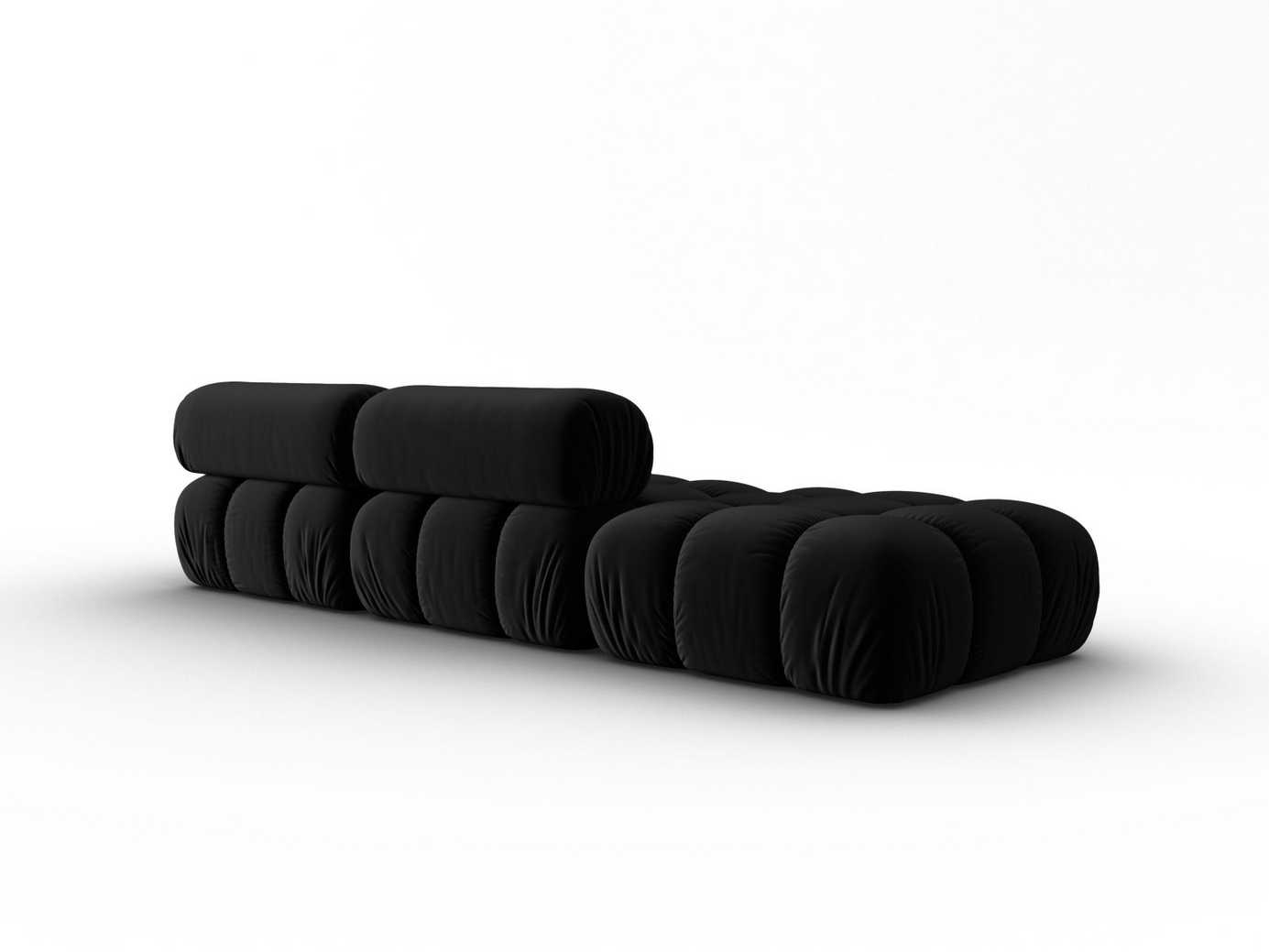 Cosmopolitan Design høyrevendt fløyelsmodulsofa, "Cortina", 4-seter, 282 × 94 × 70 cm, Bluvel, svarte plastben