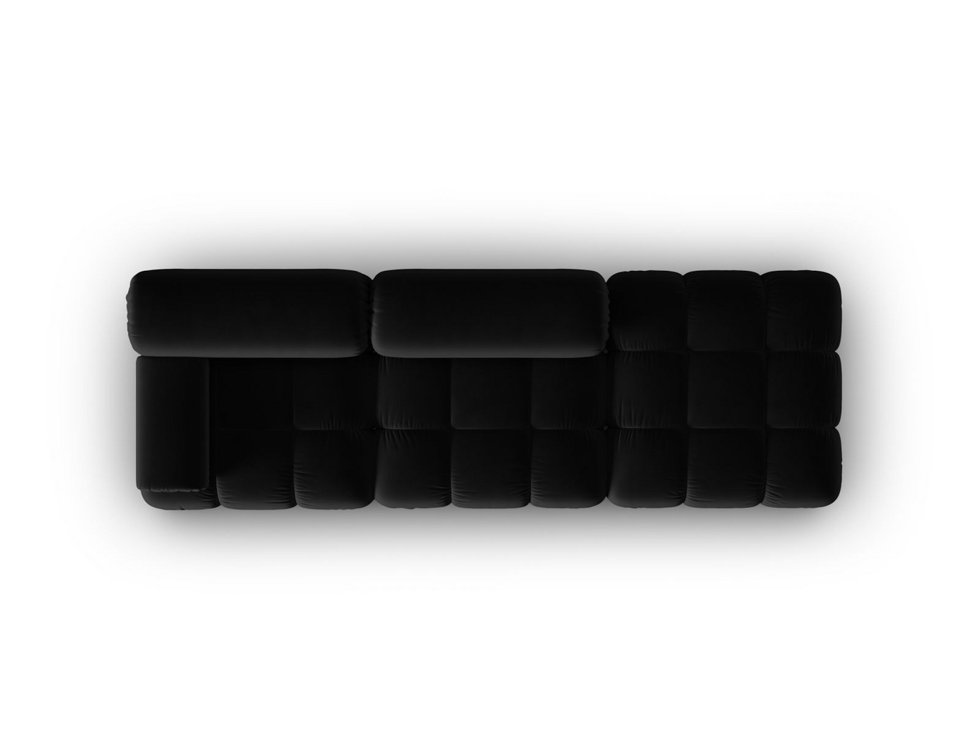 Cosmopolitan Design høyrevendt fløyelsmodulsofa, "Cortina", 4-seter, 282 × 94 × 70 cm, Bluvel, svarte plastben