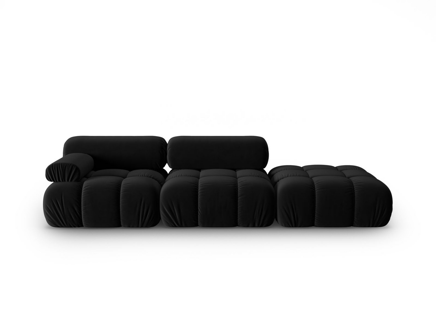 Cosmopolitan Design høyrevendt fløyelsmodulsofa, "Cortina", 4-seter, 282 × 94 × 70 cm, Bluvel, svarte plastben