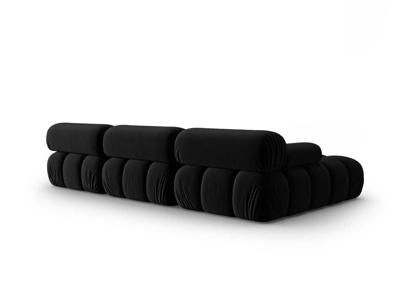Cosmopolitan Design venstrevendt fløyelsmodulhjørnesofa, "Cortina", 4-seter, 282 × 155 × 70 cm, Bluvel, svarte plastben