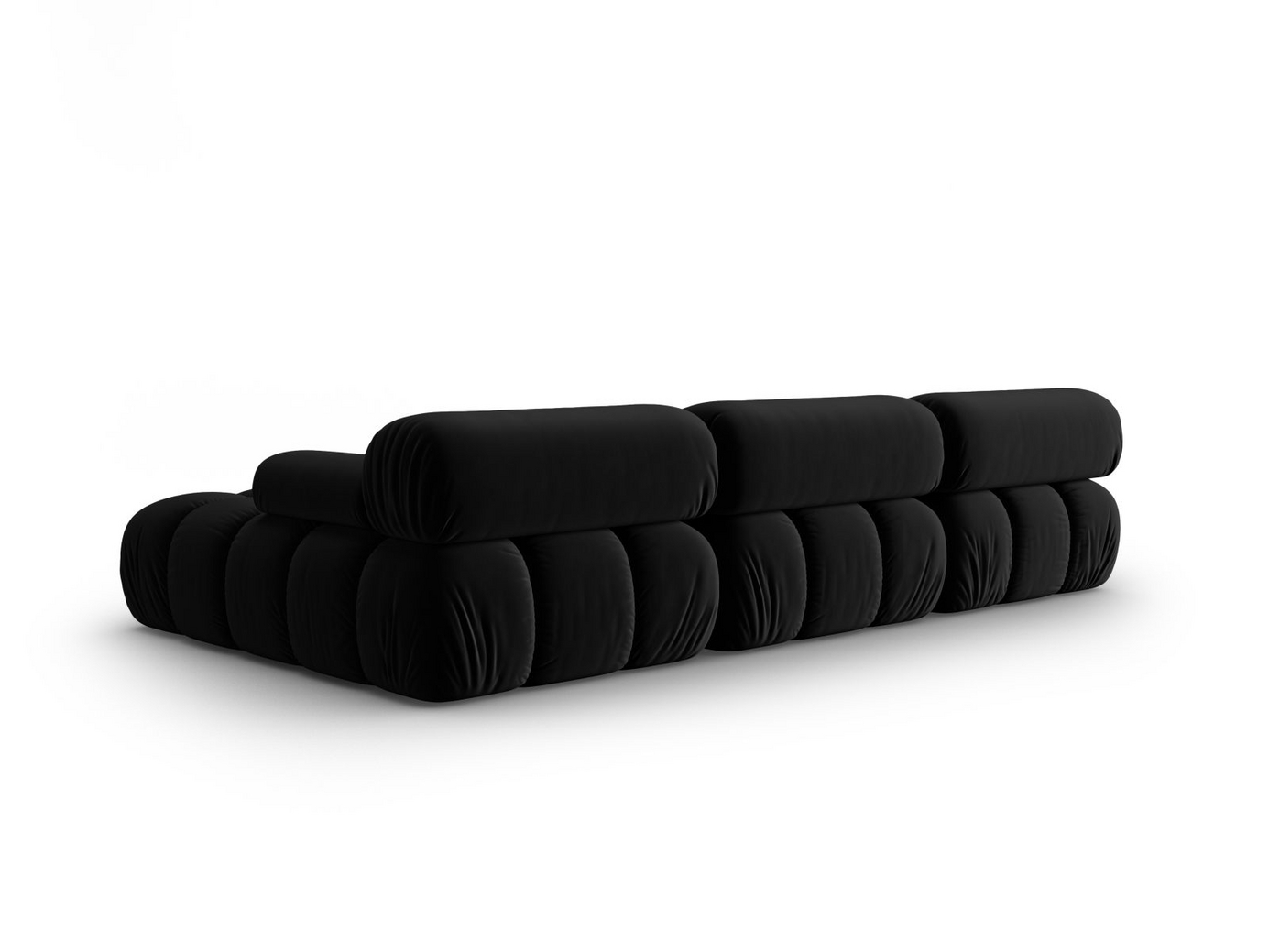 Cosmopolitan Design høyrevendt fløyelsmodulhjørnesofa, "Cortina", 4-seter, 282 × 155 × 70 cm, Bluvel, svarte plastben