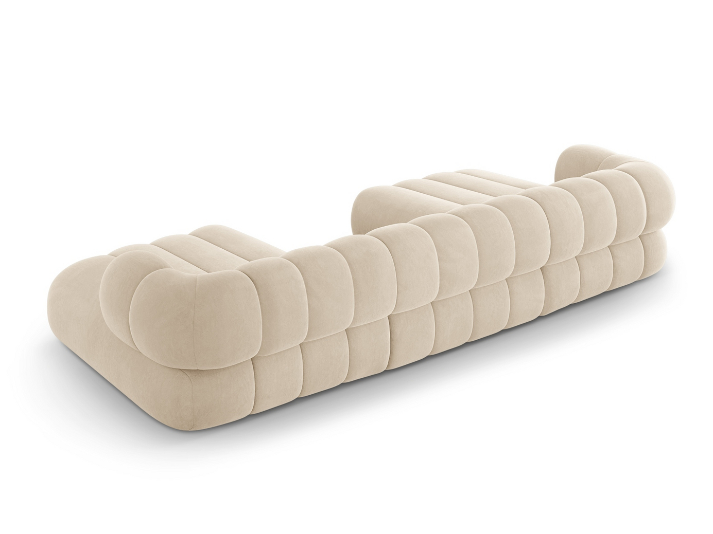 Cosmopolitan Design fløyelspanoramasofa, "Koge", 6-seter, 348 × 165 × 70 cm, Vogue, svarte plastben