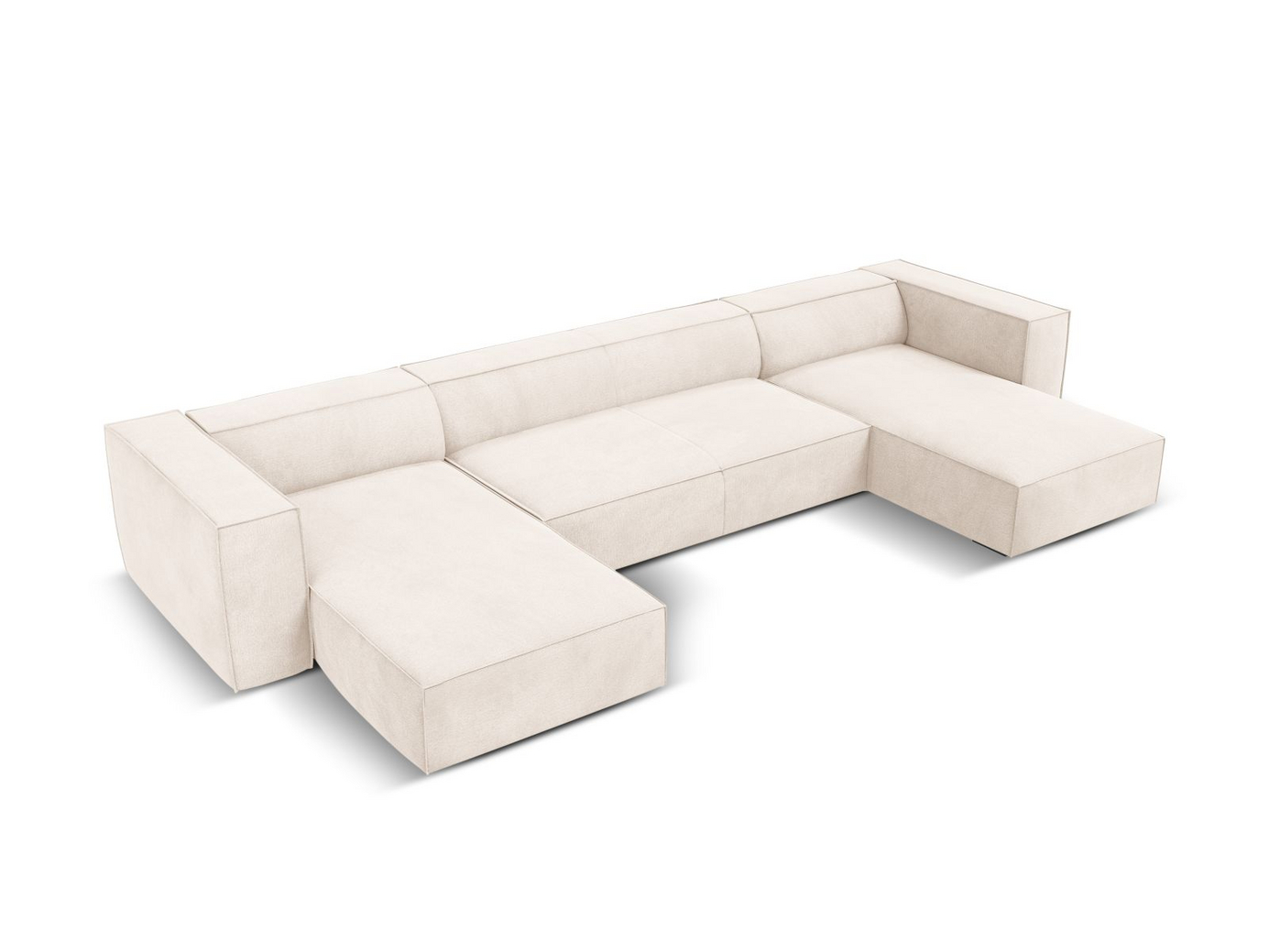 Cosmopolitan Design panoramasofa, "Turin", 6-seter, 375 × 173 × 68 cm, Rosario, ben i svart bøk