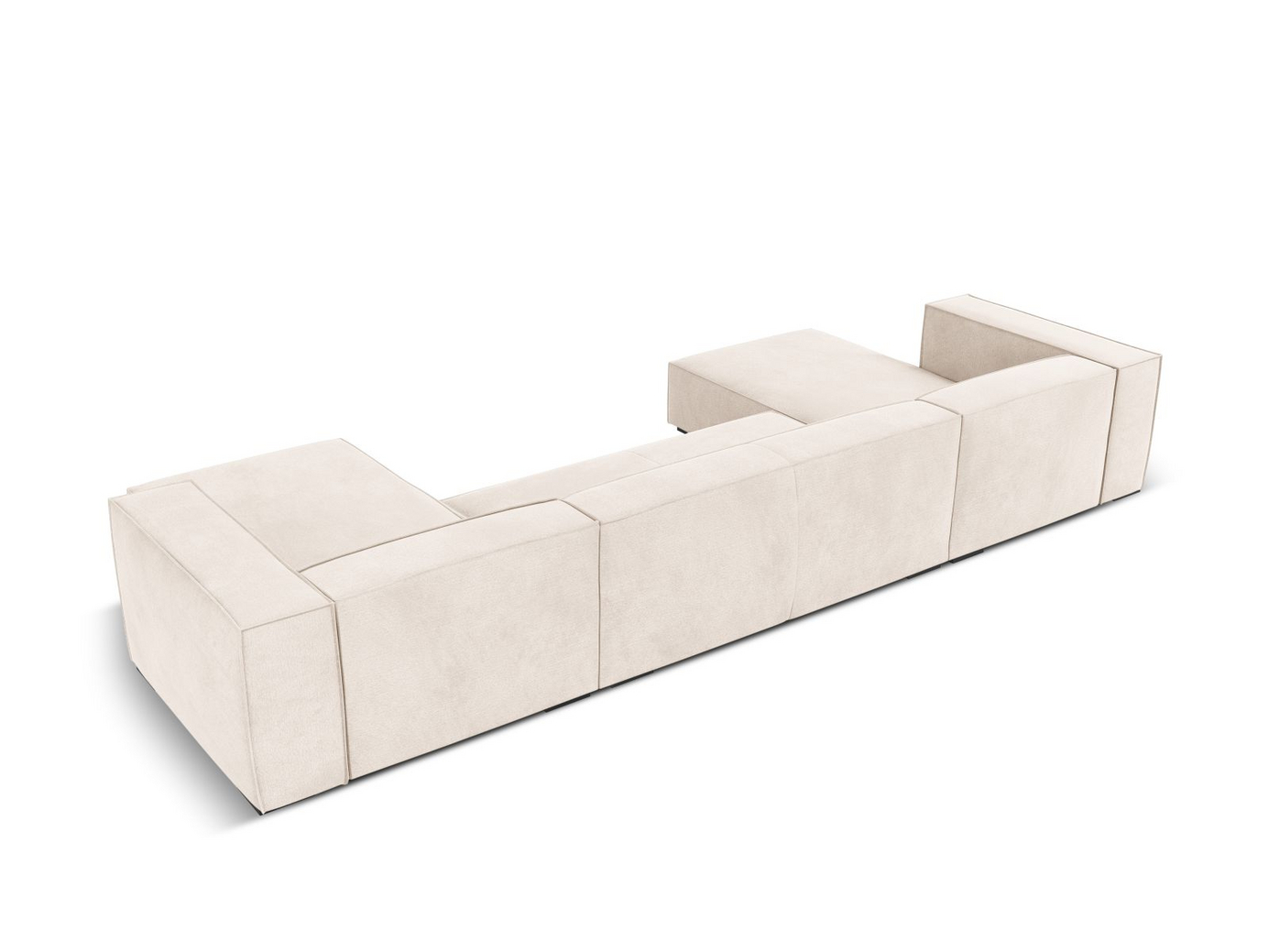Cosmopolitan Design panoramasofa, "Turin", 6-seter, 375 × 173 × 68 cm, Rosario, ben i svart bøk