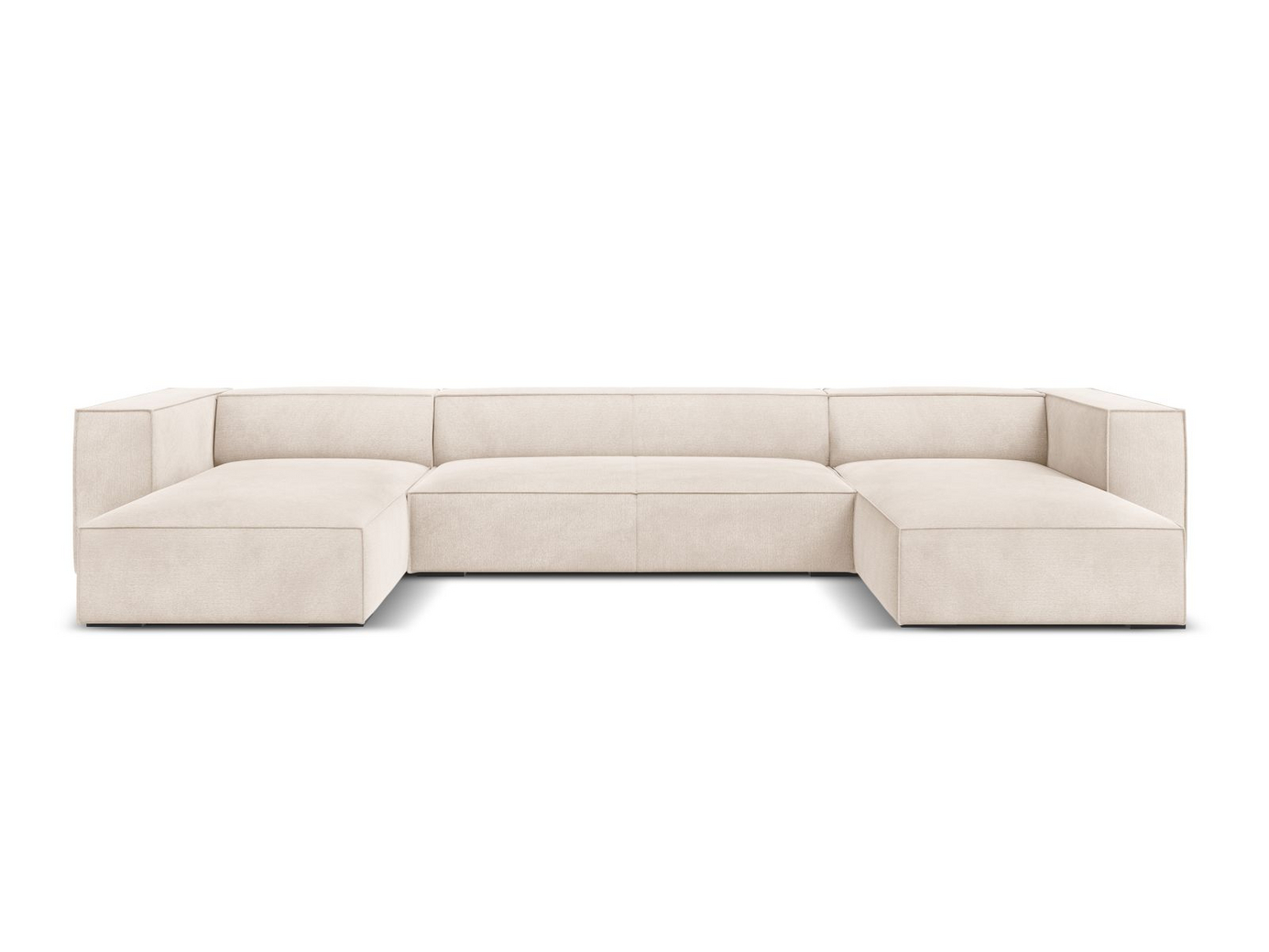 Cosmopolitan Design panoramasofa, "Turin", 6-seter, 375 × 173 × 68 cm, Rosario, ben i svart bøk