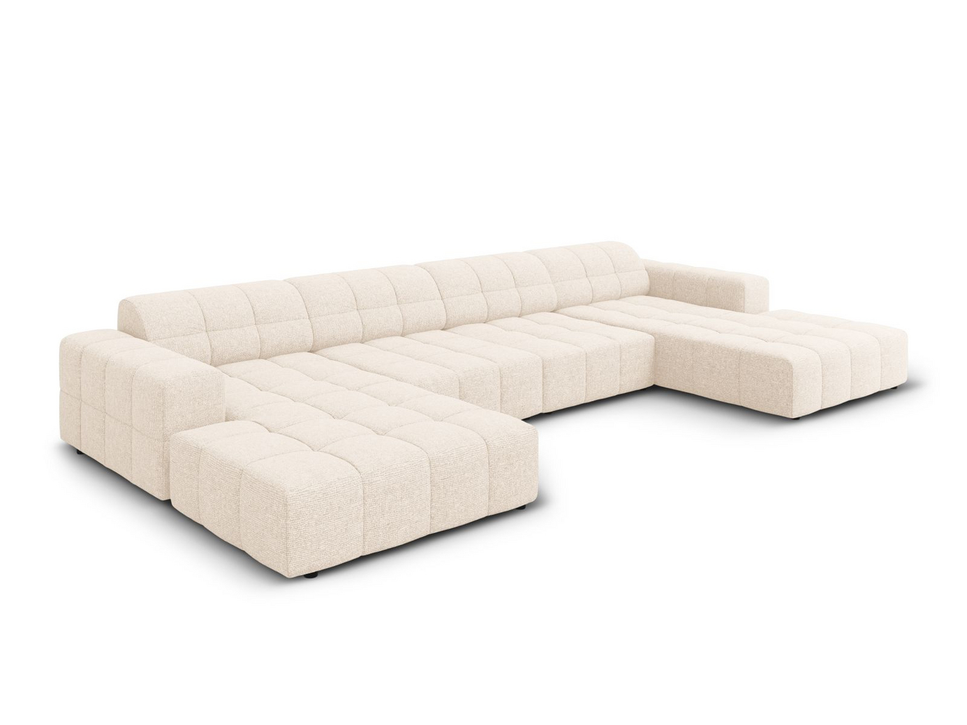Cosmopolitan Design panoramasofa, "Chicago", 6-seter, 375 × 167 × 78 cm, Haga, svarte plastben