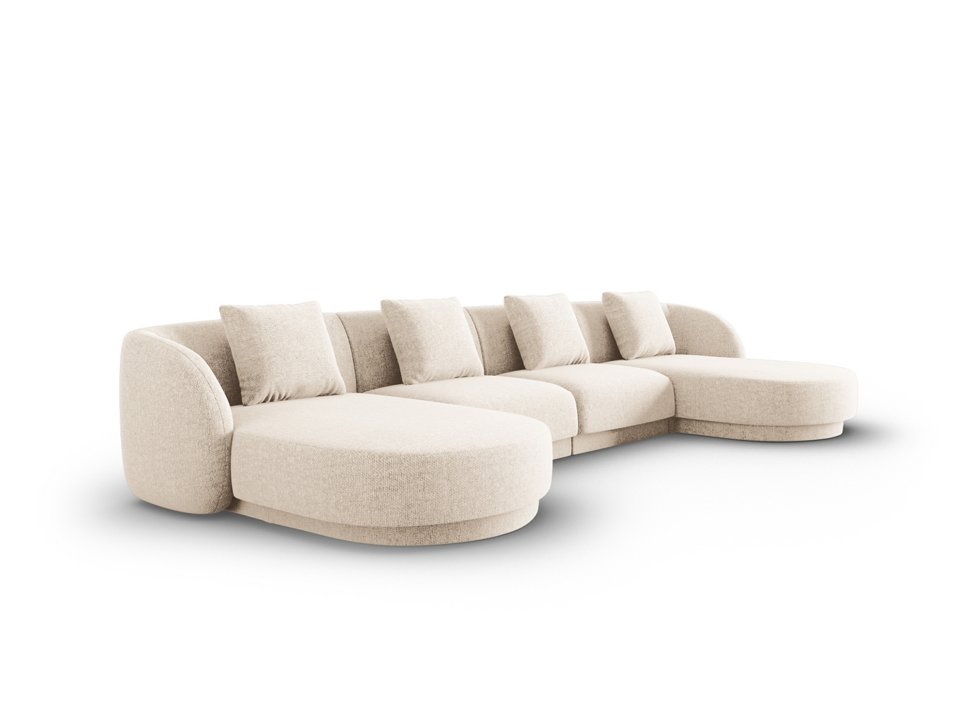 Cosmopolitan Design panoramasofa, "Tulum", 5-seter, 330 × 156 × 70 cm, Haga, svarte plastben