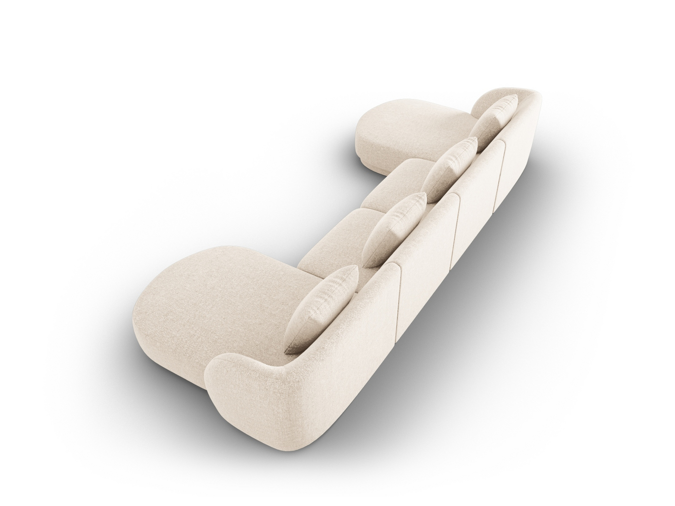 Cosmopolitan Design panoramasofa, "Tulum", 5-seter, 330 × 156 × 70 cm, Haga, svarte plastben
