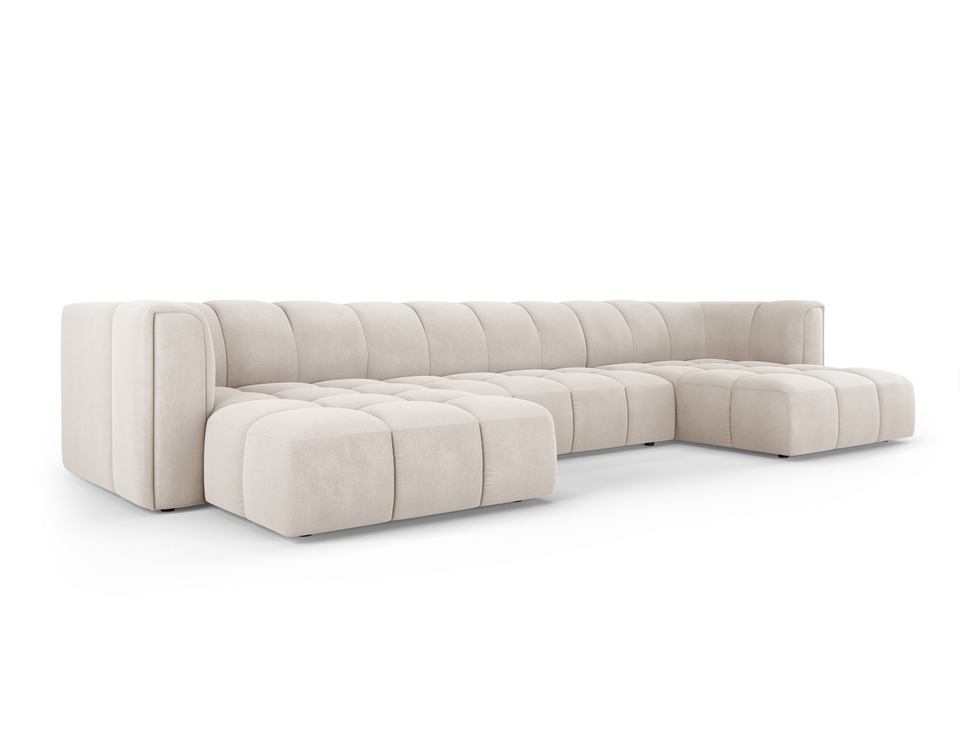 Cosmopolitan Design panoramasofa, "Moritz", 5-seter, 346 × 160 × 70 cm, Rebel, svarte plastben