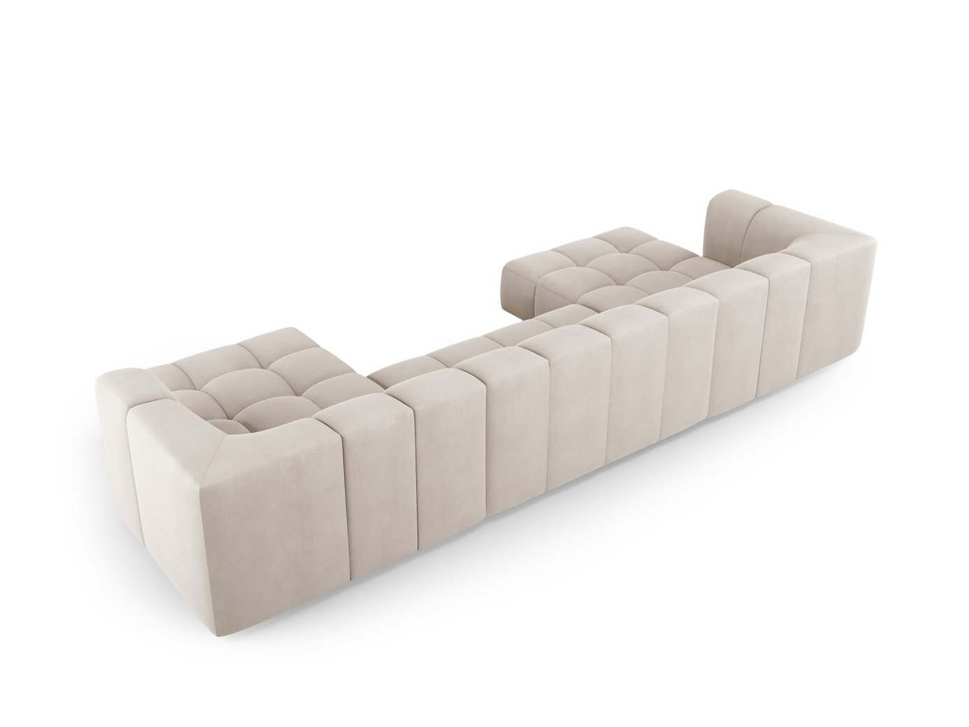 Cosmopolitan Design panoramasofa, "Moritz", 5-seter, 346 × 160 × 70 cm, Rebel, svarte plastben