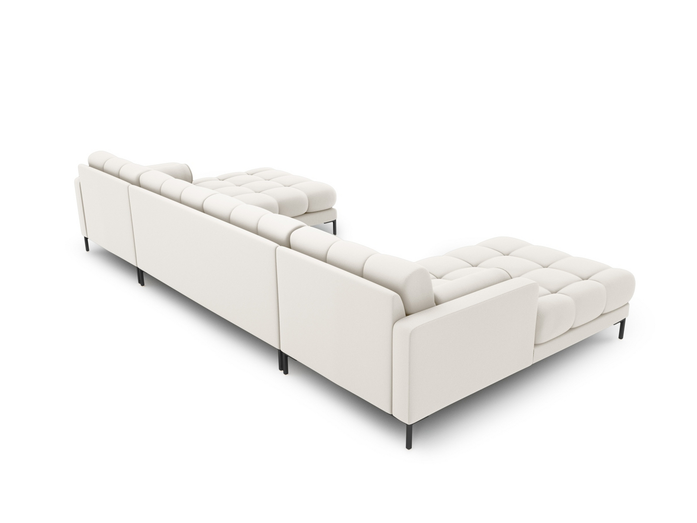 Cosmopolitan Design panoramasofa, "Bali", 7-seter, 383 × 185 × 75 cm, Neve, svarte metallben