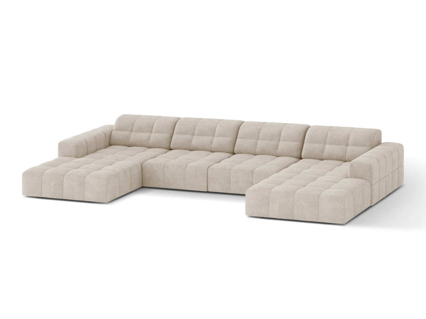 Cosmopolitan Design panoramasofa, "Chicago", 6-seter, 375 × 167 × 78 cm, Eden 10, svarte plastben