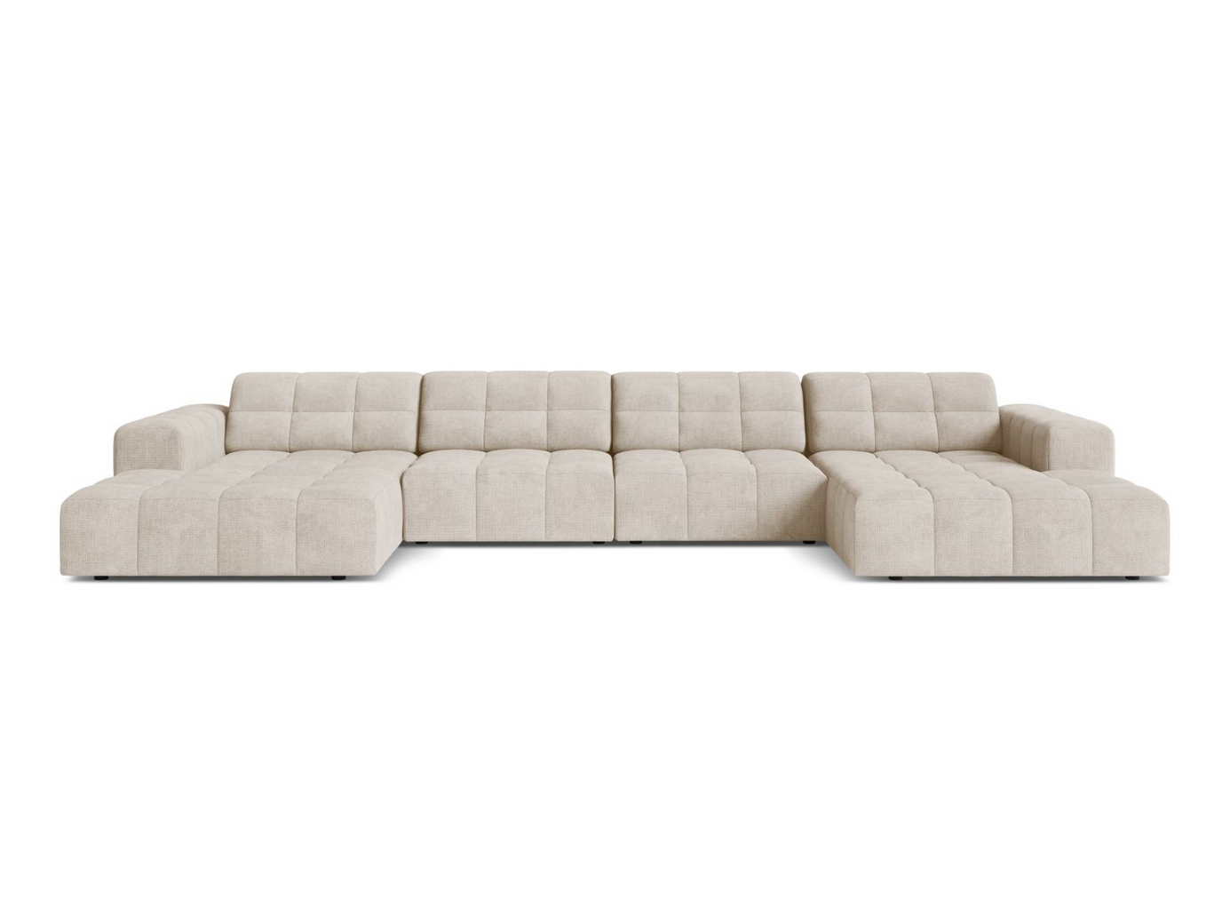 Cosmopolitan Design panoramasofa, "Chicago", 6-seter, 375 × 167 × 78 cm, Eden 10, svarte plastben