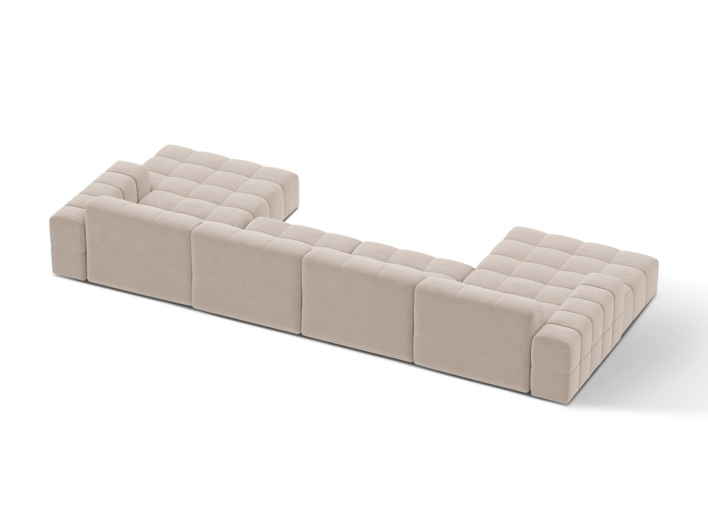 Cosmopolitan Design fløyelspanoramasofa, "Chicago", 6-seter, 375 × 167 × 78 cm, Venus, svarte plastben