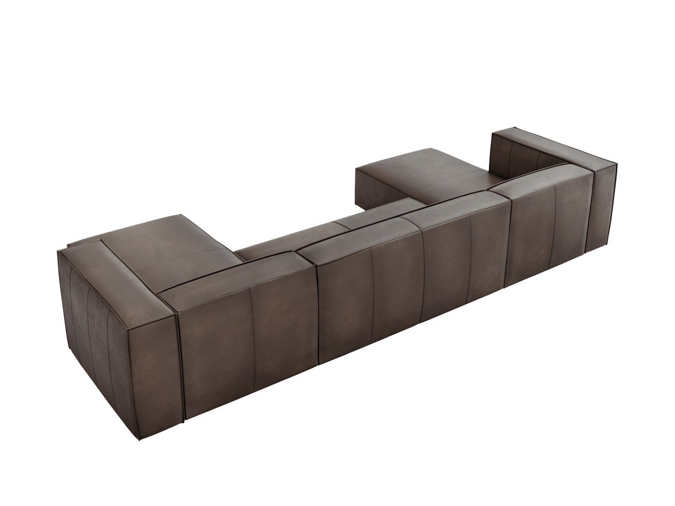 Cosmopolitan Design ekte skinn panoramasofa, "Turin", 6-seter, 375 × 173 × 68 cm, Granada, ben i svart bøk