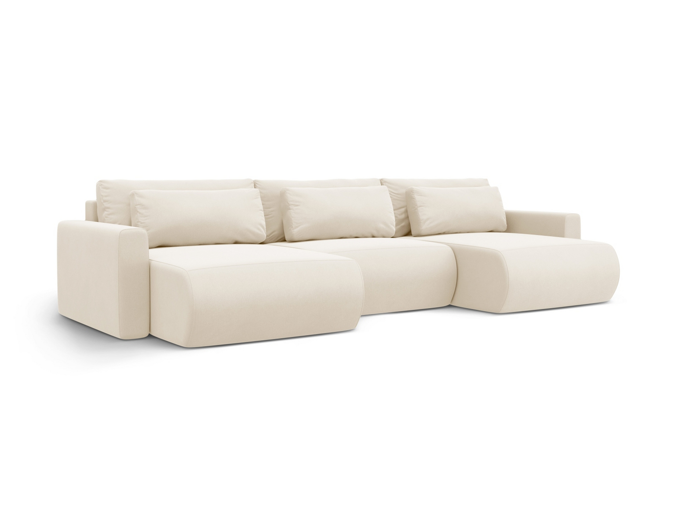 Cosmopolitan Design fløyelspanoramasovesofa med oppbevaring, "Belfast", 4-seter, 340 × 149 × 84 cm, Magic Velvet, svarte plastben