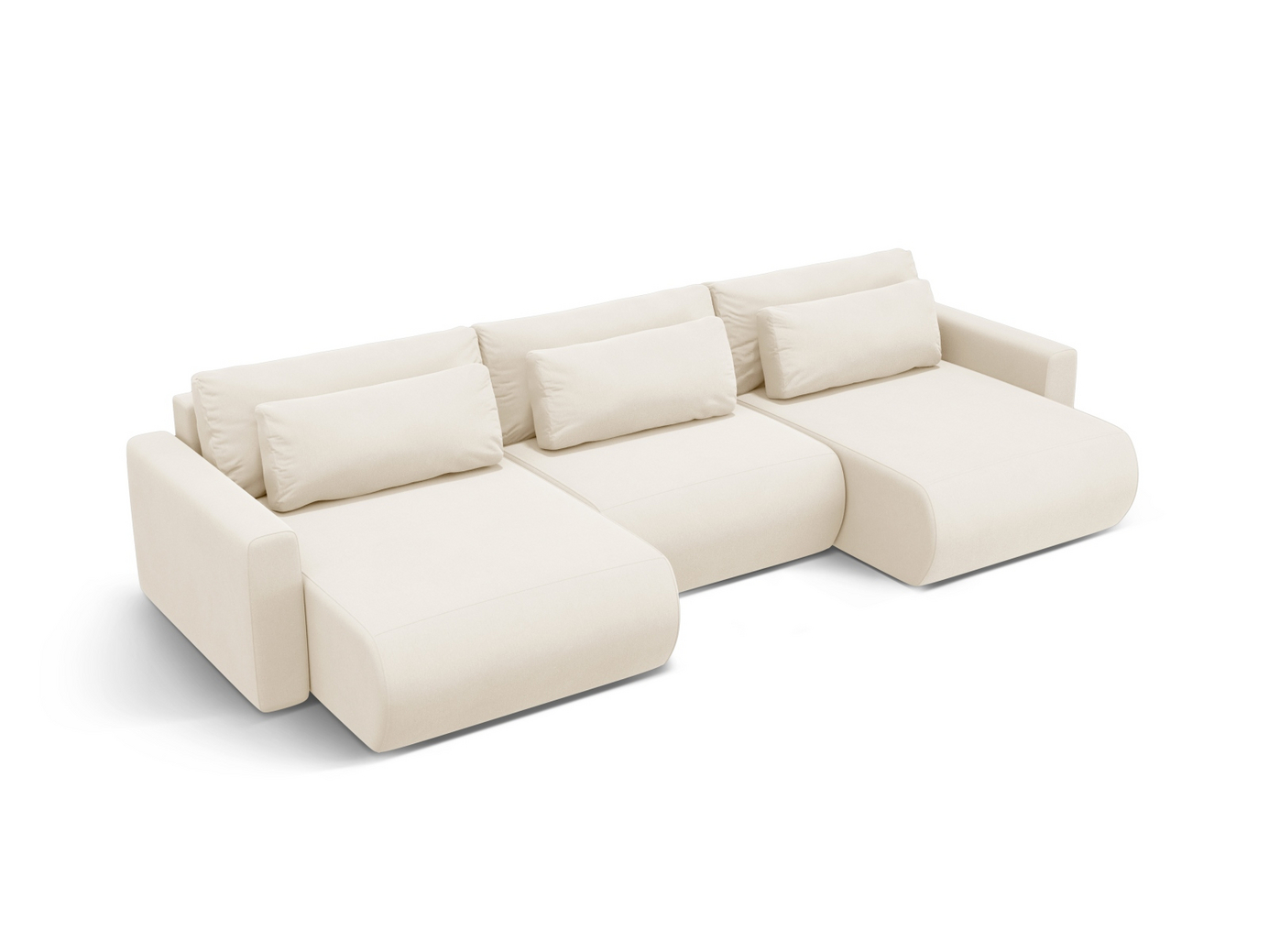 Cosmopolitan Design fløyelspanoramasovesofa med oppbevaring, "Belfast", 4-seter, 340 × 149 × 84 cm, Magic Velvet, svarte plastben
