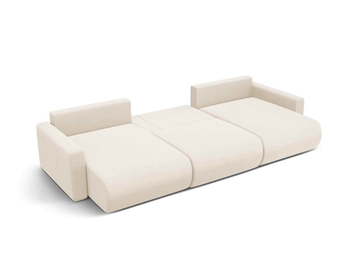 Cosmopolitan Design fløyelspanoramasovesofa med oppbevaring, "Belfast", 4-seter, 340 × 149 × 84 cm, Magic Velvet, svarte plastben