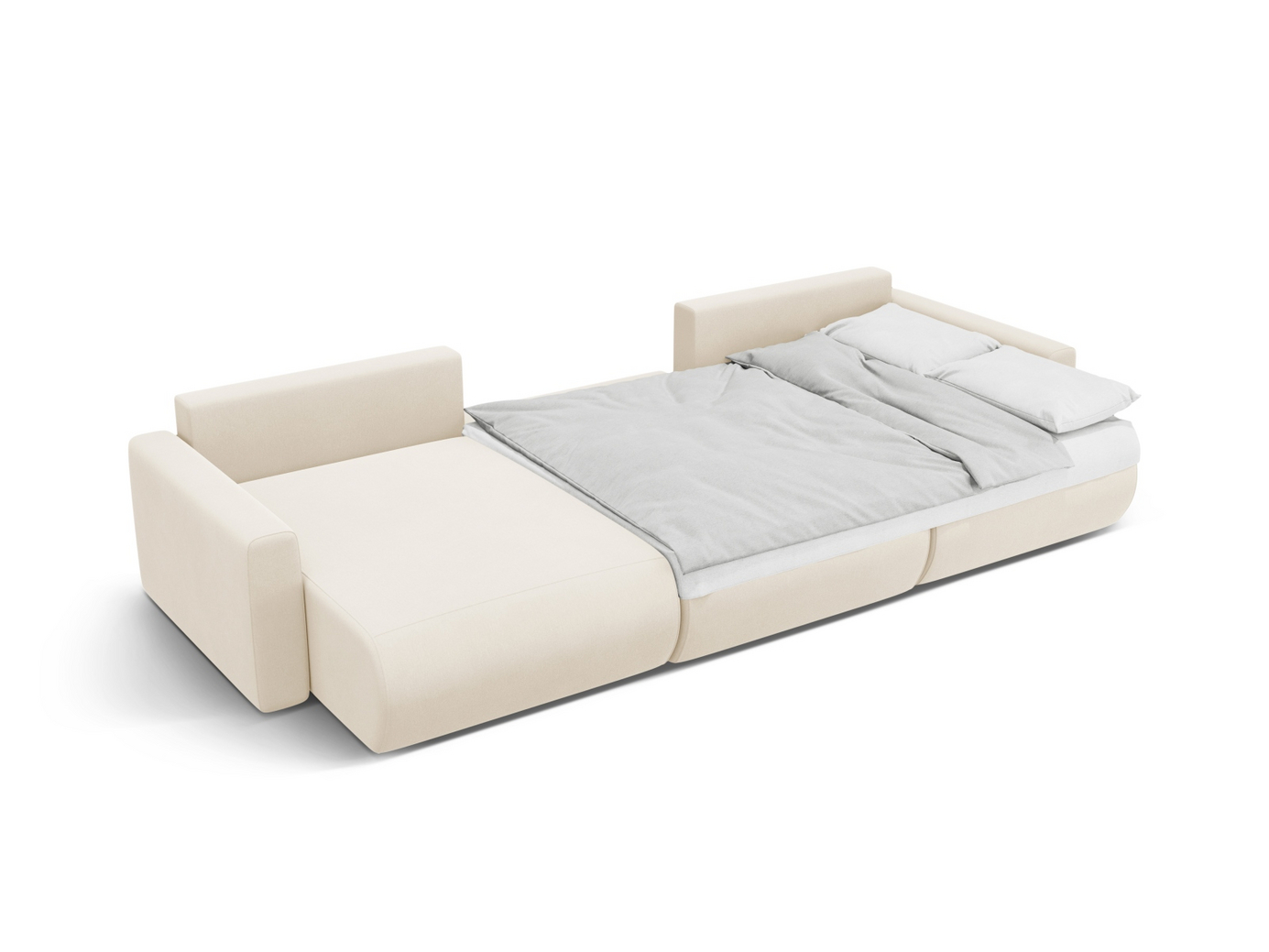 Cosmopolitan Design fløyelspanoramasovesofa med oppbevaring, "Belfast", 4-seter, 340 × 149 × 84 cm, Magic Velvet, svarte plastben