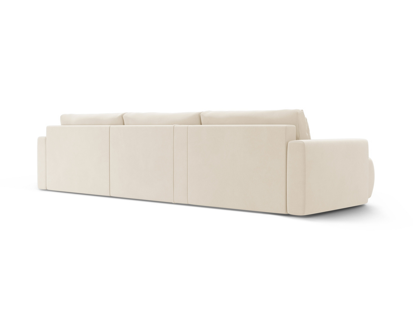 Cosmopolitan Design fløyelspanoramasovesofa med oppbevaring, "Belfast", 4-seter, 340 × 149 × 84 cm, Magic Velvet, svarte plastben