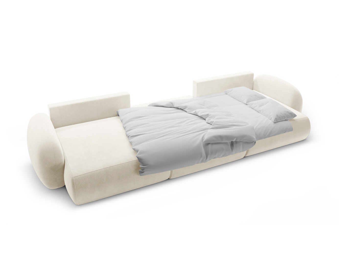 Cosmopolitan Design fløyelspanoramasovesofa med oppbevaring, "Tonale", 5-seter, 362 × 149 × 88 cm, Magic Velvet, svarte plastben