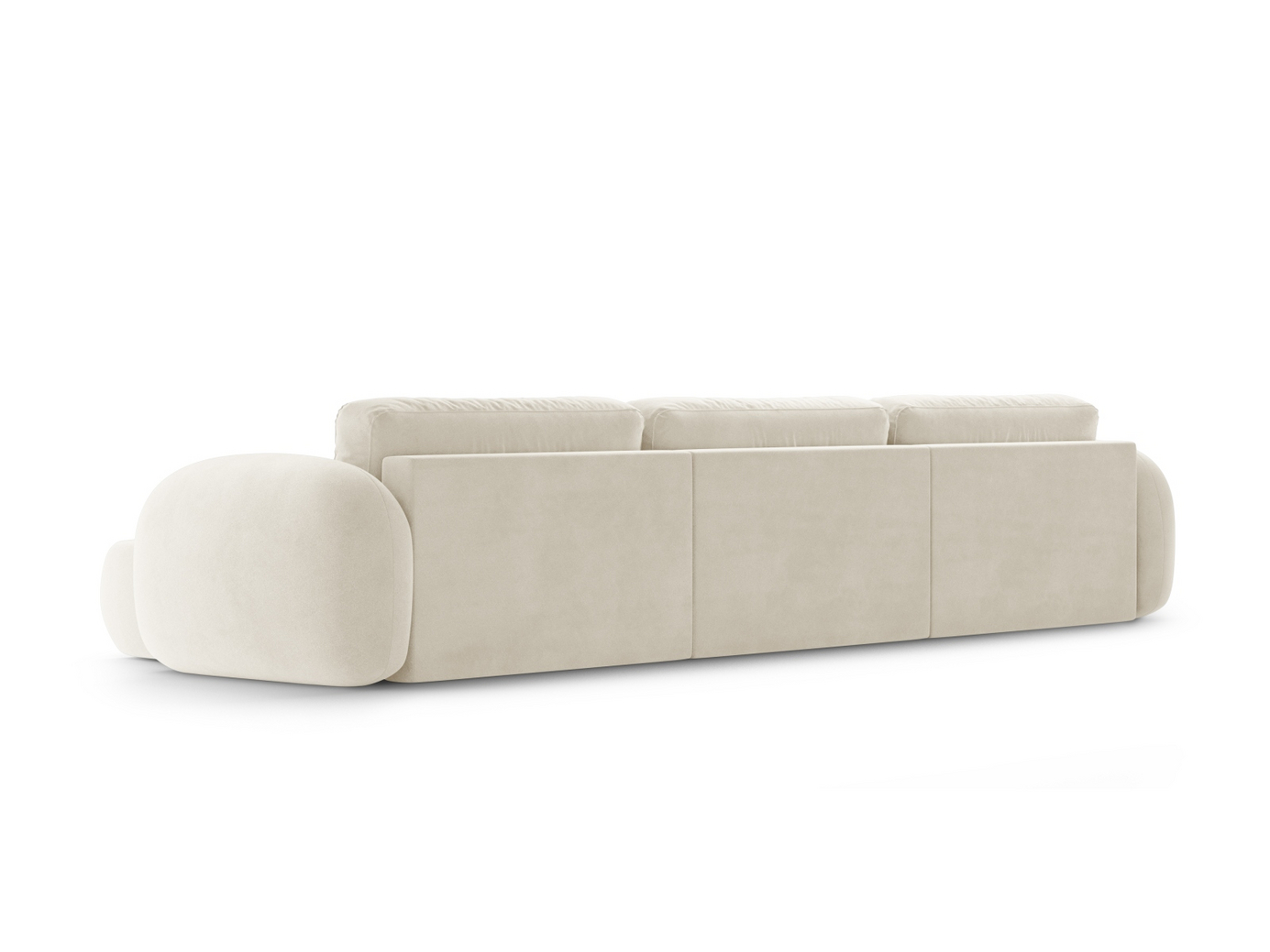 Cosmopolitan Design fløyelspanoramasovesofa med oppbevaring, "Tonale", 5-seter, 362 × 149 × 88 cm, Magic Velvet, svarte plastben