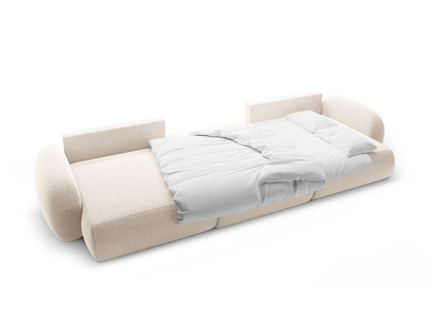 Cosmopolitan Design panoramasovesofa med oppbevaring, "Tonale", 5-seter, 362 × 149 × 88 cm, Eden 10, svarte plastben