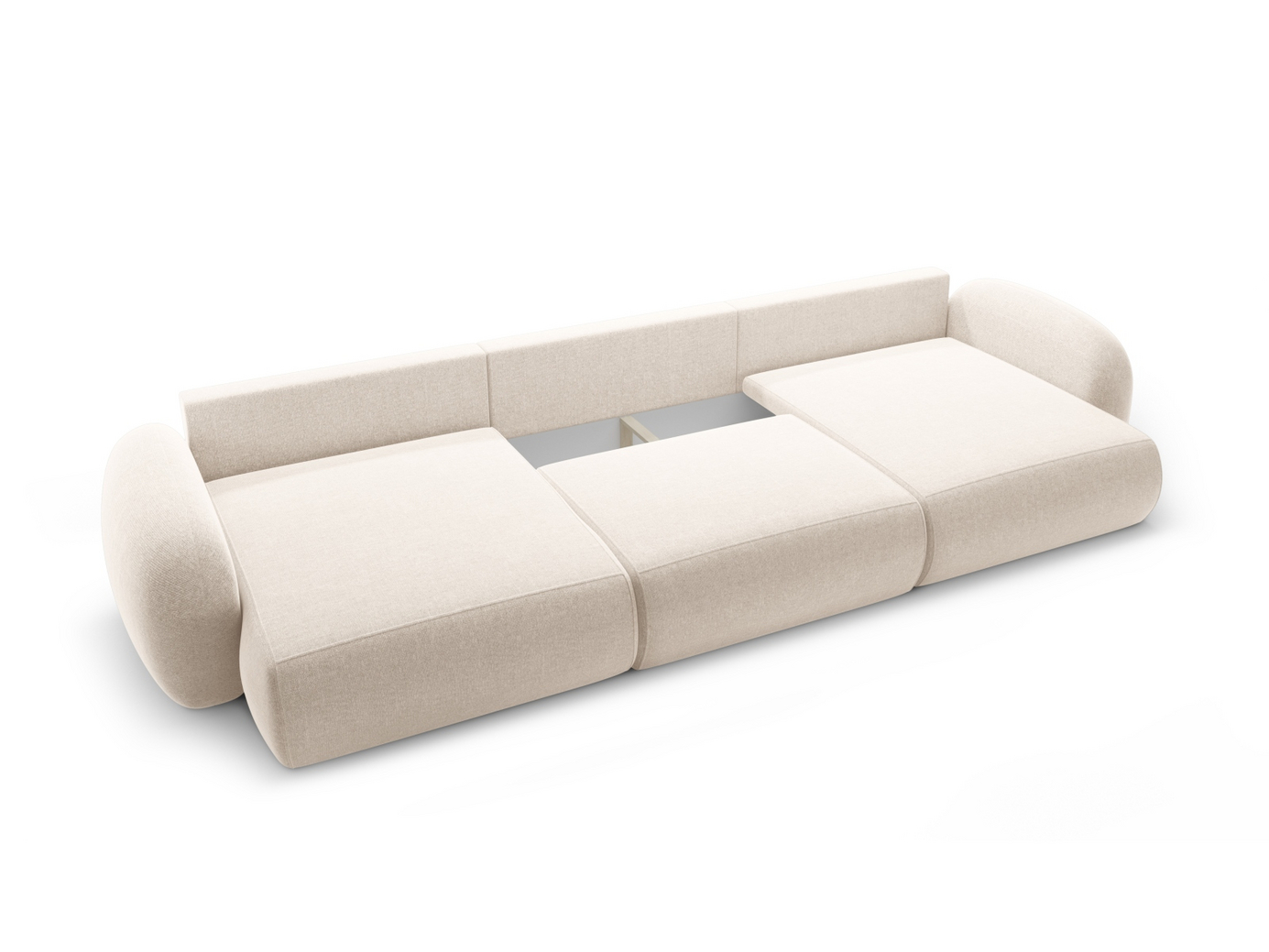 Cosmopolitan Design panoramasovesofa med oppbevaring, "Tonale", 5-seter, 362 × 149 × 88 cm, Eden 10, svarte plastben
