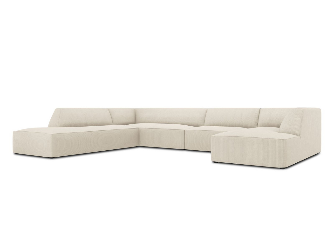 Cosmopolitan Design venstrevendt panoramahjørnesofa, "Siena", 7-seter, 366 × 273 × 69 cm, Scala, svarte plastben