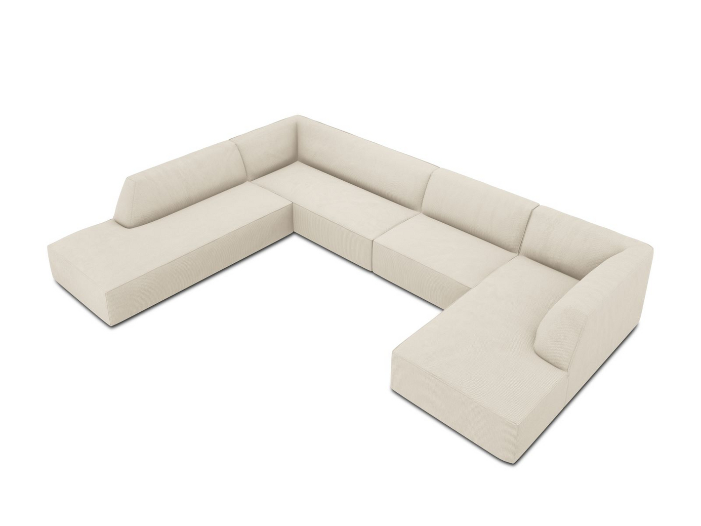 Cosmopolitan Design venstrevendt panoramahjørnesofa, "Siena", 7-seter, 366 × 273 × 69 cm, Scala, svarte plastben