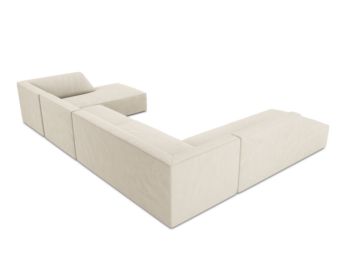 Cosmopolitan Design venstrevendt panoramahjørnesofa, "Siena", 7-seter, 366 × 273 × 69 cm, Scala, svarte plastben
