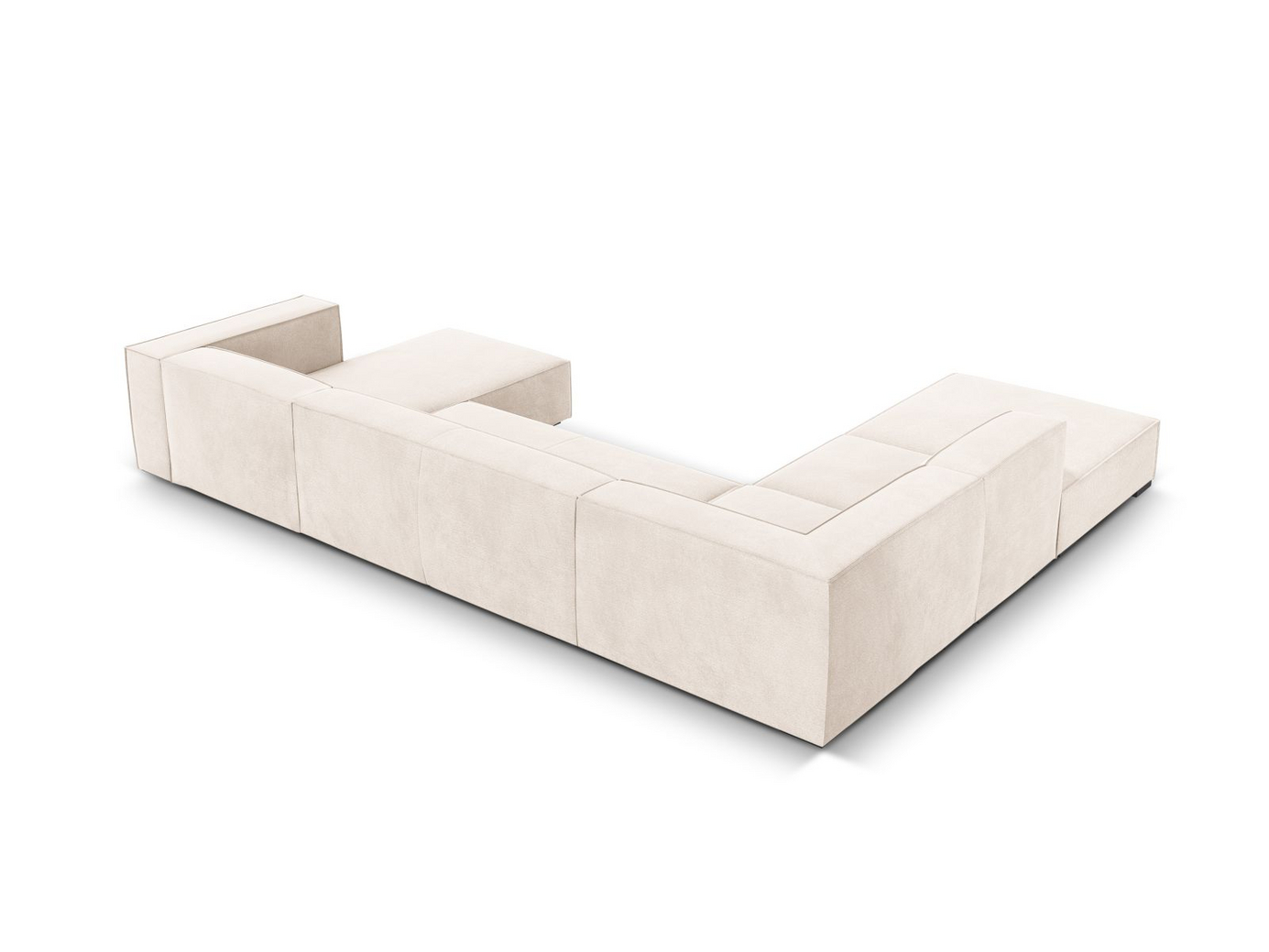 Cosmopolitan Design venstrevendt panoramahjørnesofa, "Turin", 6-seter, 365 × 270 × 68 cm, Rosario, ben i svart bøk