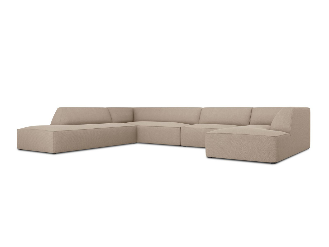 Cosmopolitan Design venstrevendt panoramahjørnesofa, "Siena", 7-seter, 366 × 273 × 69 cm, Ottawa, svarte plastben