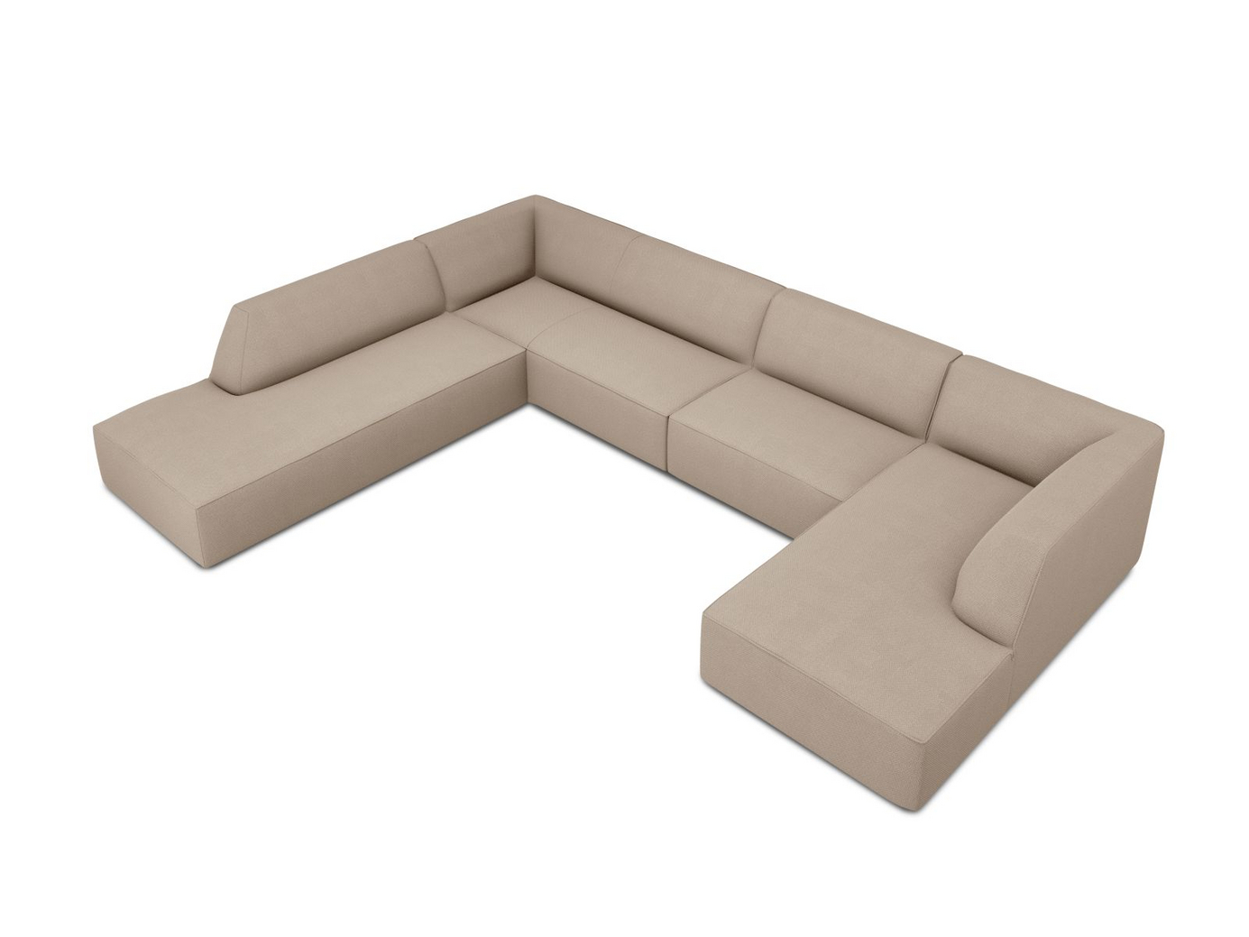 Cosmopolitan Design venstrevendt panoramahjørnesofa, "Siena", 7-seter, 366 × 273 × 69 cm, Ottawa, svarte plastben