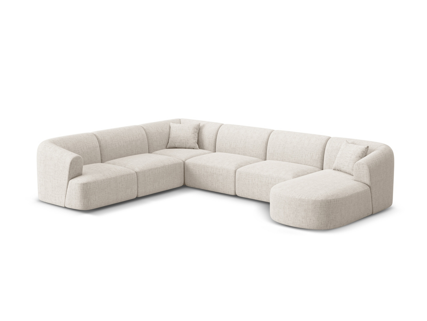Cosmopolitan Design venstrevendt panoramamodulhjørnesofa, "Campi", 7-seter, 330 × 255 × 70 cm, Moly, svarte plastben