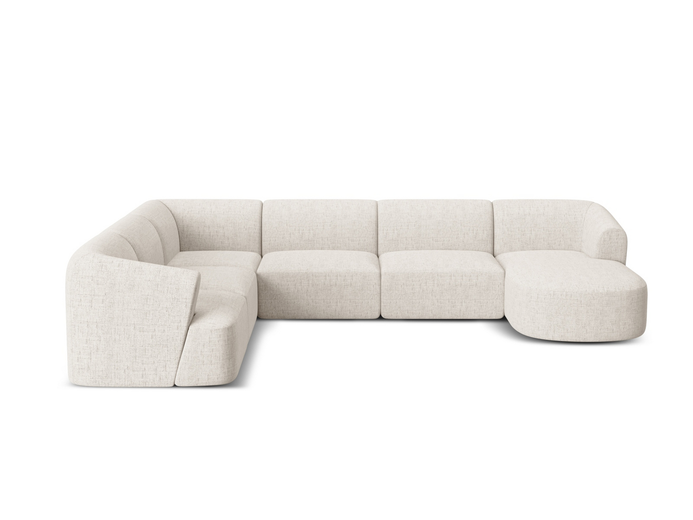 Cosmopolitan Design venstrevendt panoramamodulhjørnesofa, "Campi", 7-seter, 330 × 255 × 70 cm, Moly, svarte plastben