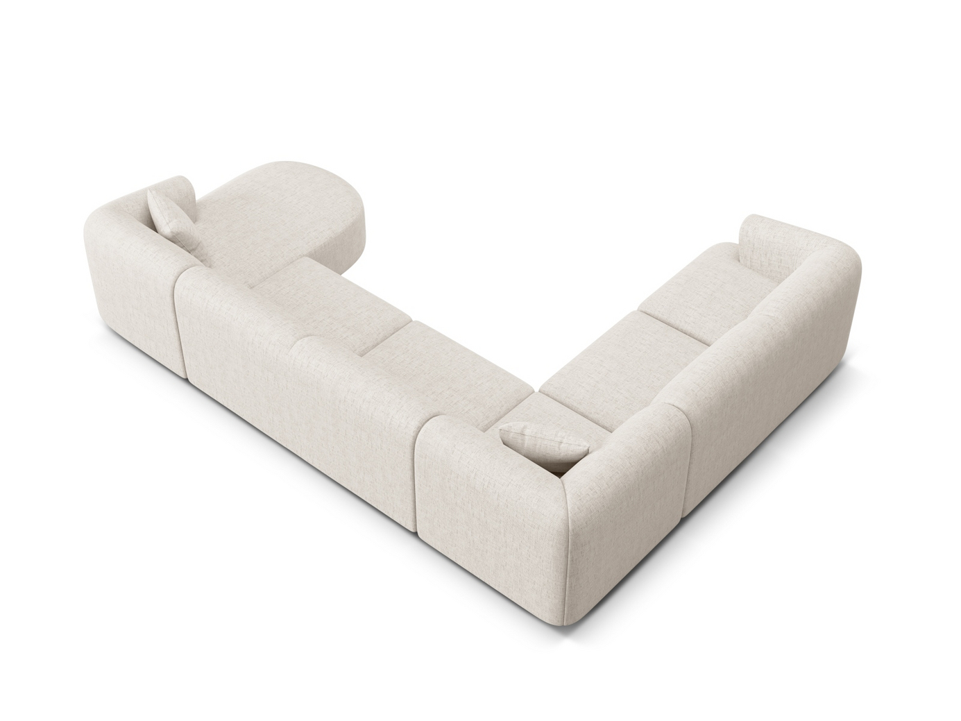 Cosmopolitan Design venstrevendt panoramamodulhjørnesofa, "Campi", 7-seter, 330 × 255 × 70 cm, Moly, svarte plastben
