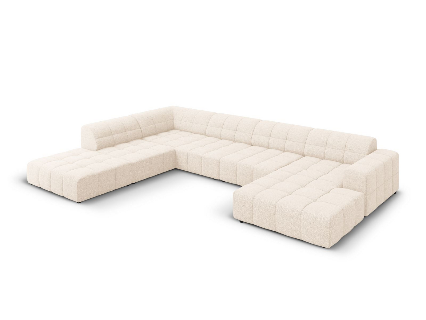 Cosmopolitan Design venstrevendt panoramahjørnesofa, "Chicago", 7-seter, 375 × 263 × 78 cm, Haga, svarte plastben