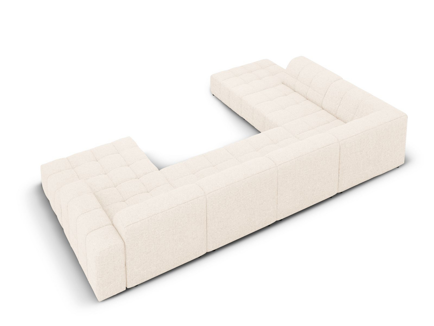 Cosmopolitan Design venstrevendt panoramahjørnesofa, "Chicago", 7-seter, 375 × 263 × 78 cm, Haga, svarte plastben