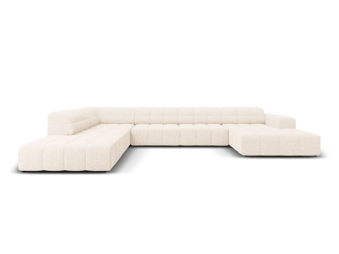 Cosmopolitan Design venstrevendt panoramahjørnesofa, "Chicago", 7-seter, 375 × 263 × 78 cm, Haga, svarte plastben