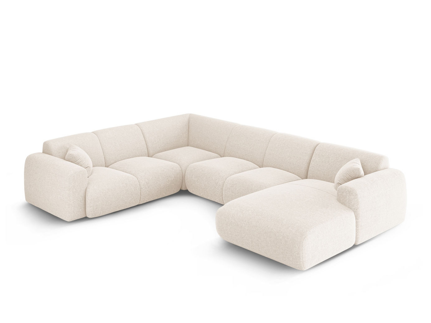 Cosmopolitan Design venstrevendt panoramahjørnesofa, "Nolio", 6-seter, 342 × 252 × 72 cm, Haga, svarte plastben