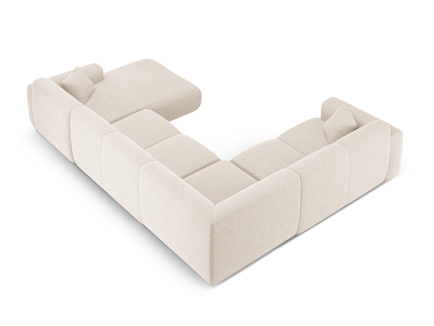 Cosmopolitan Design venstrevendt panoramahjørnesofa, "Nolio", 6-seter, 342 × 252 × 72 cm, Haga, svarte plastben