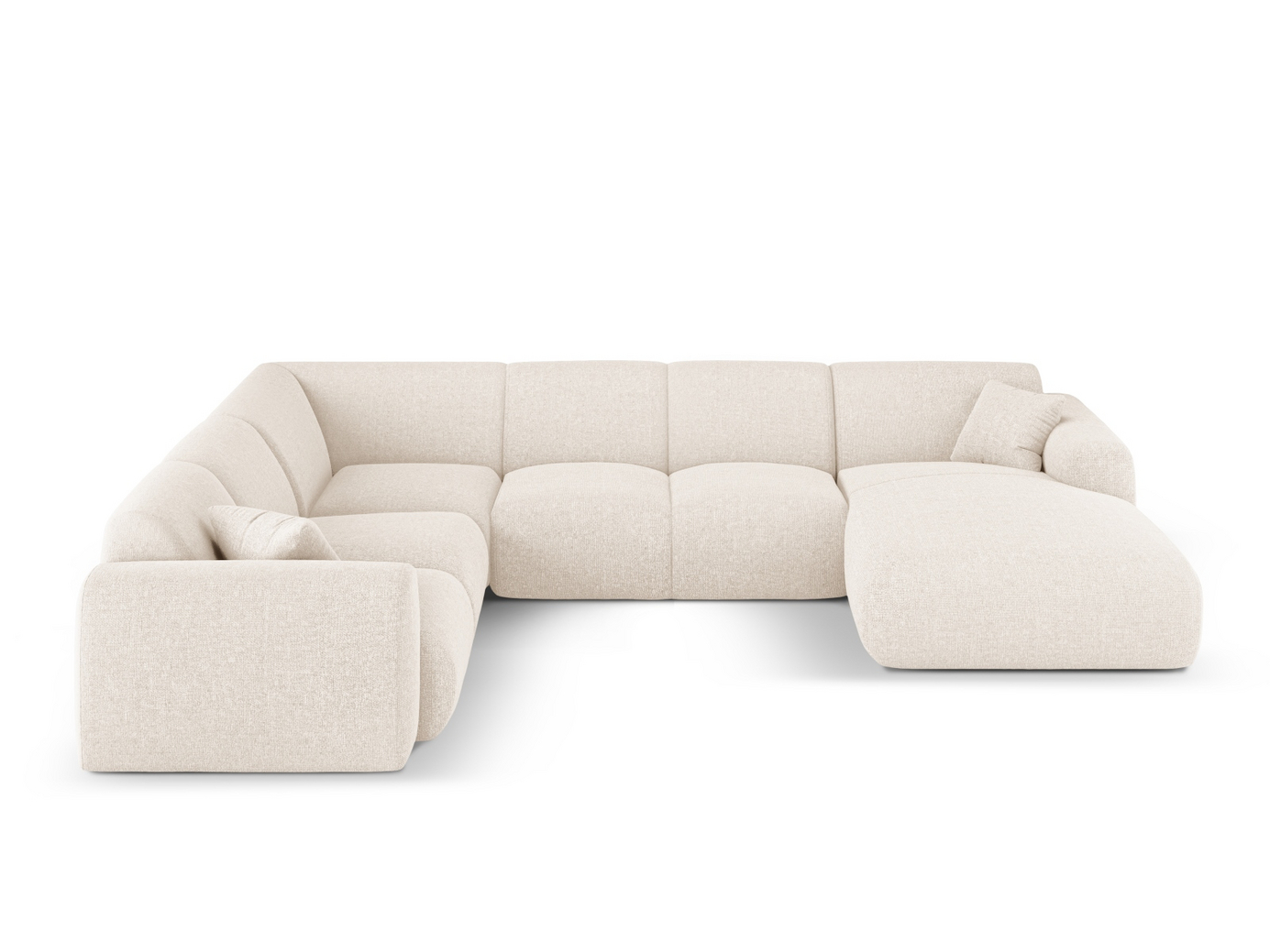 Cosmopolitan Design venstrevendt panoramahjørnesofa, "Nolio", 6-seter, 342 × 252 × 72 cm, Haga, svarte plastben