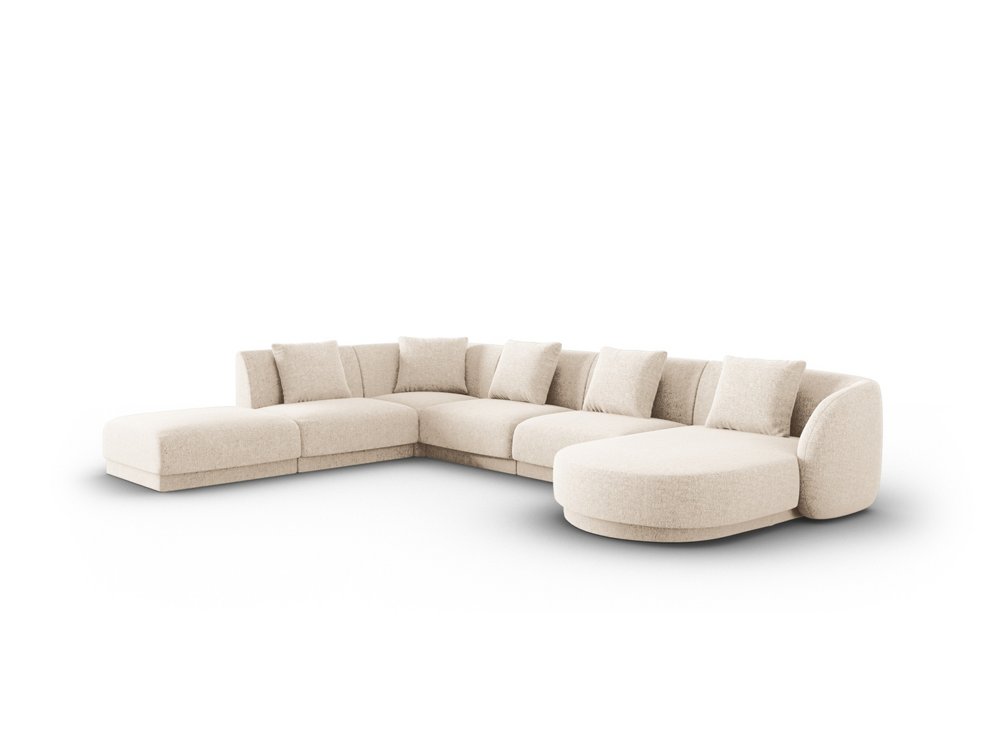 Cosmopolitan Design venstrevendt panoramahjørnesofa, "Tulum", 6-seter, 330 × 255 × 70 cm, Haga, svarte plastben