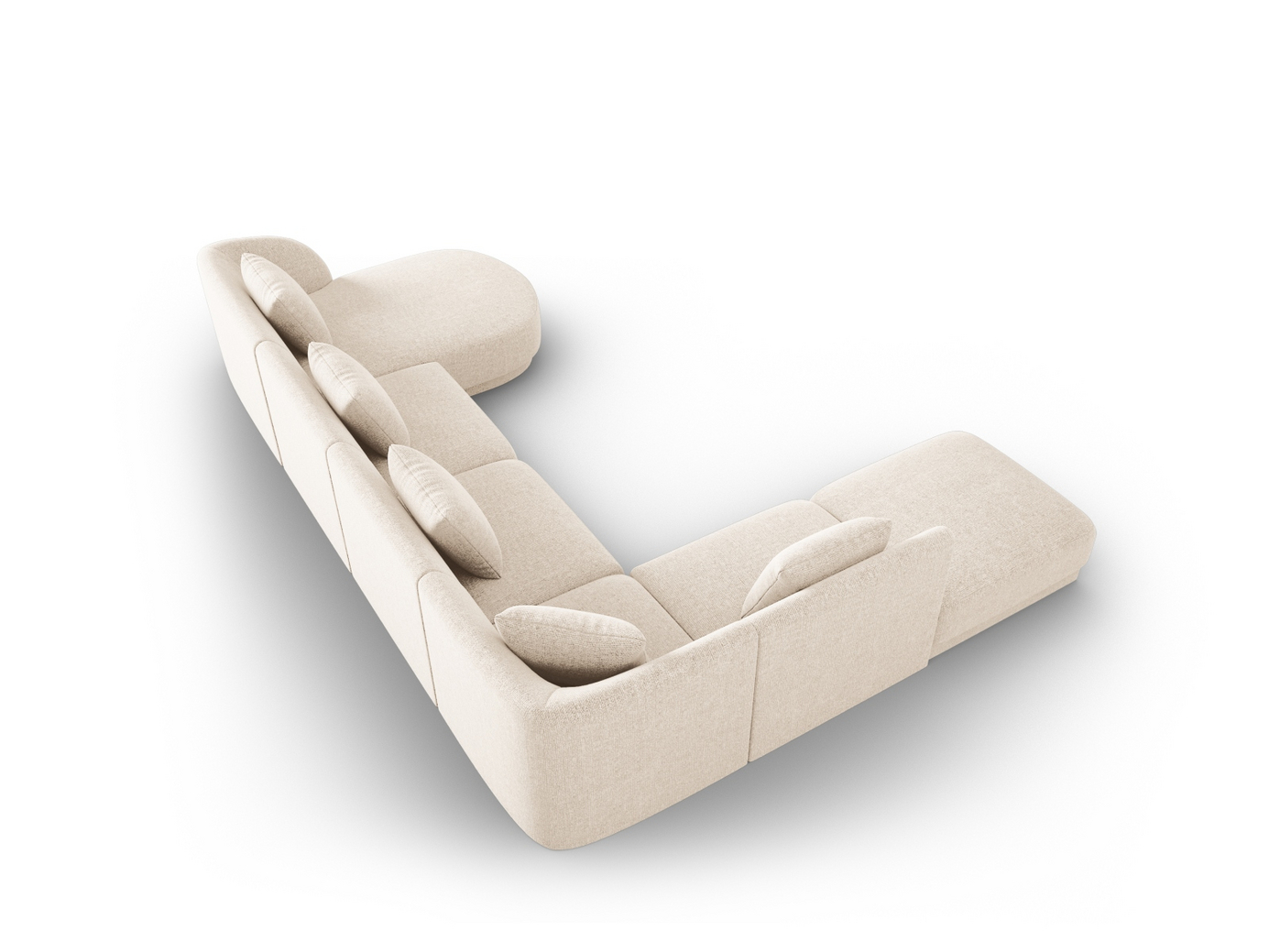 Cosmopolitan Design venstrevendt panoramahjørnesofa, "Tulum", 6-seter, 330 × 255 × 70 cm, Haga, svarte plastben