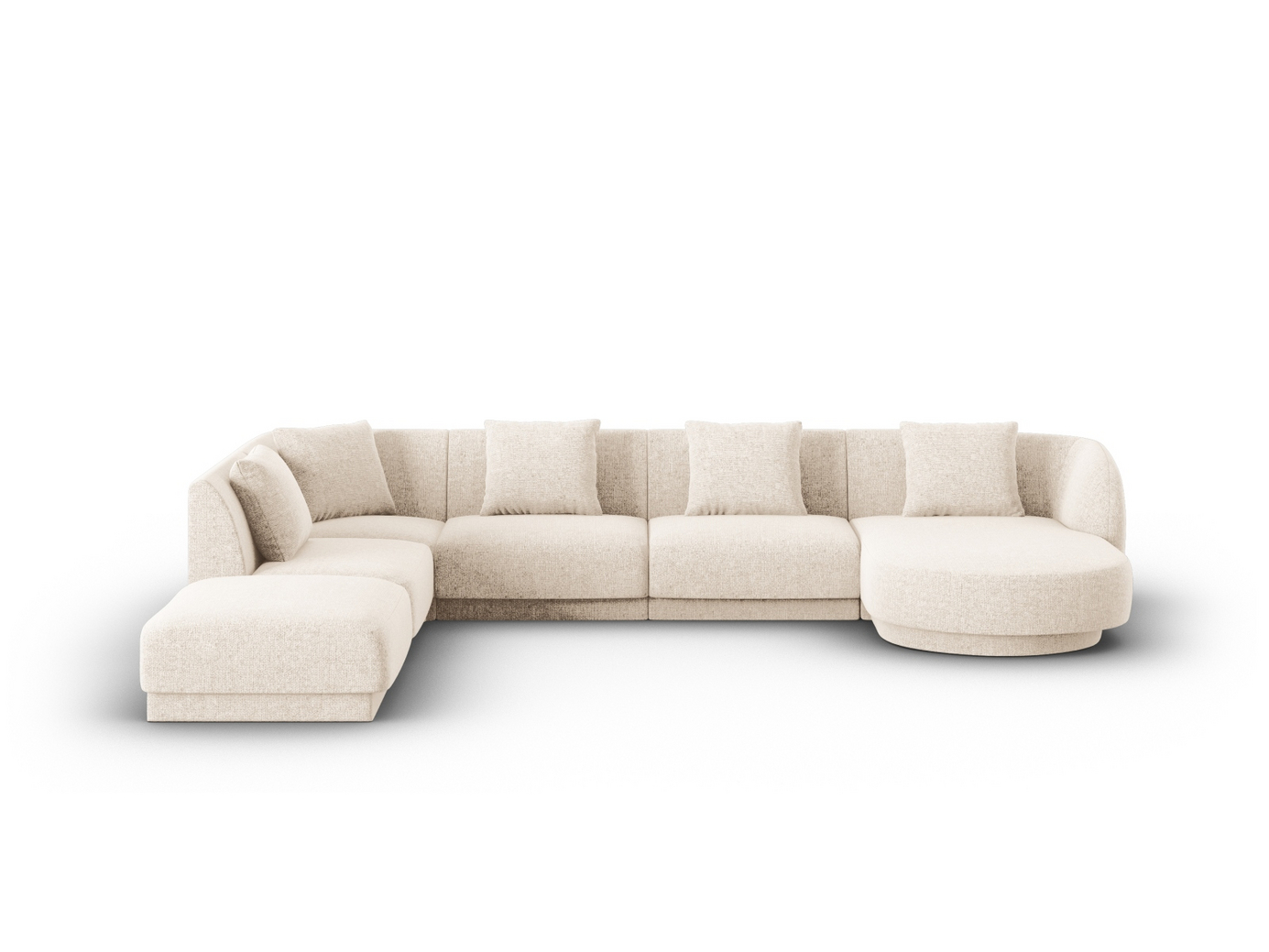 Cosmopolitan Design venstrevendt panoramahjørnesofa, "Tulum", 6-seter, 330 × 255 × 70 cm, Haga, svarte plastben