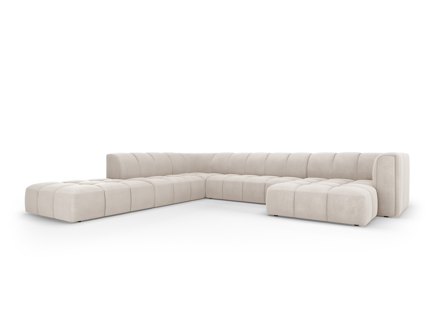 Cosmopolitan Design venstrevendt panoramamodulhjørnesofa, "Moritz", 7-seter, 329 × 276 × 70 cm, Rebel, svarte plastben